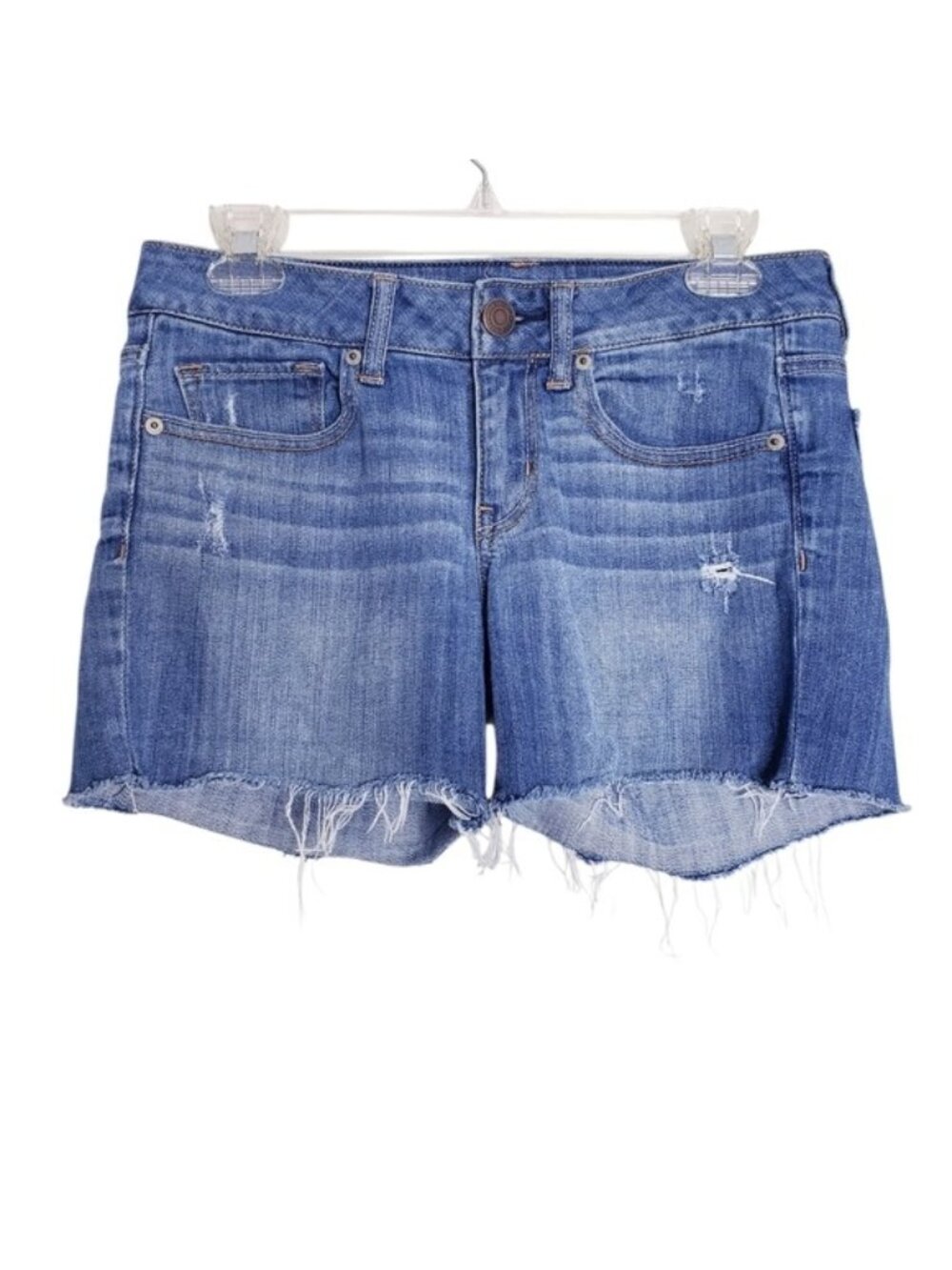 American Eagle Stretch Distressed Frayed Cutoff Denim Jean Shorts Women's Size 6